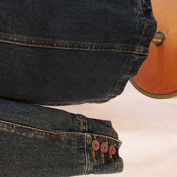 Funhouse Jeans Women's Coat Jacket Y2K Denim Tan Quilted Lining Hip Leng… - Picture 8 of 16